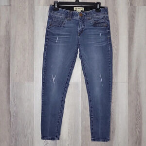 Democracy Womens 6 Ab Technology Distressed Skinny Tapered Leg‎ Med Wash Denim